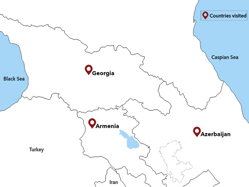 map-Azerbaijan, Georgia and Armenia in 17 days 