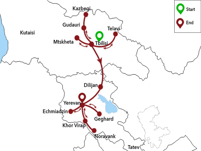 map-Georgia and Armenia Classical Tour Package