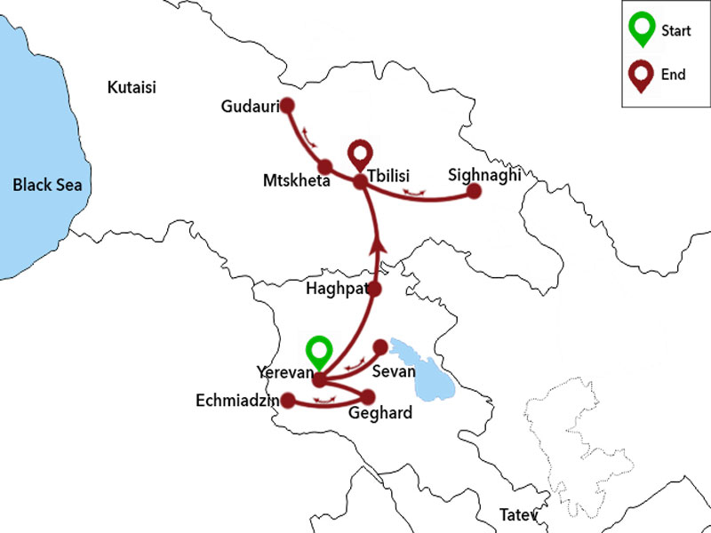 map-Тур по Армении и Грузии на Новый Год