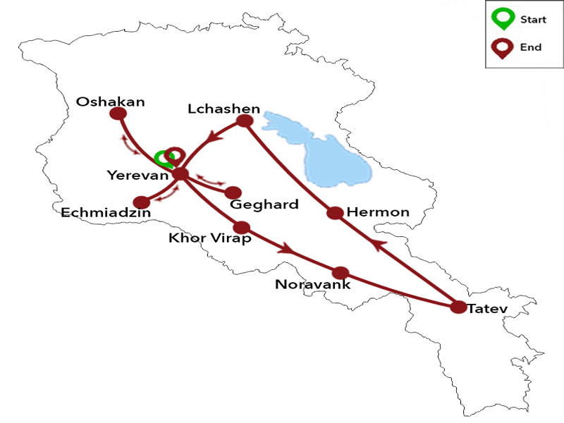 map-Archaeological Tour to Armenia