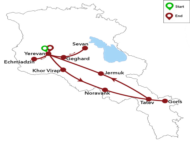 map-Voyage en Arménie d’automne pour 6 jours