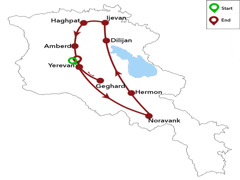 map-Пеший тур по  Армении