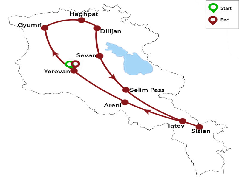 map-Jeep Tour in Armenia