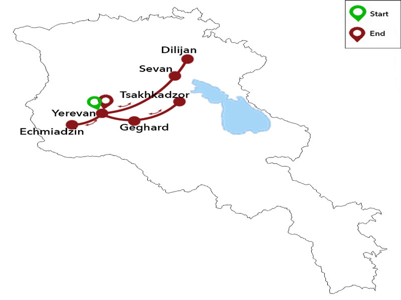 map-Групповой тур по Армении - 6 дней