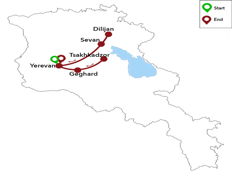 map-Групповой тур по Армении - 4 дня