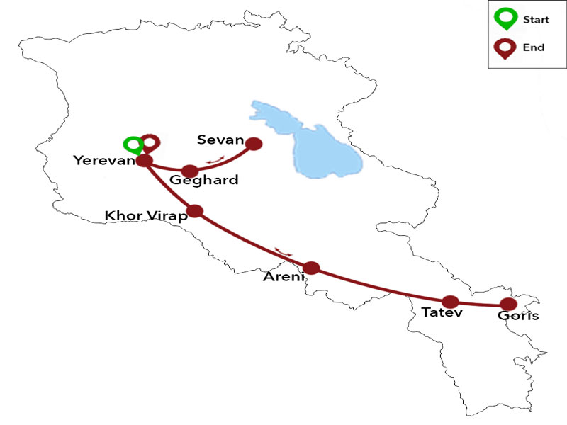 map-November Group Tour in Armenia - 5 days