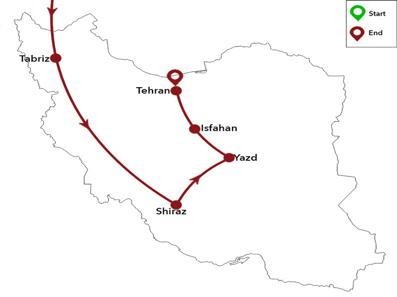 map-Armenia & Iran Historical Tour