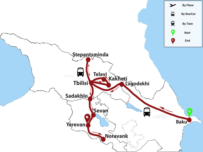 map-Silk Road Tour to 5 Stans and the Caucasus