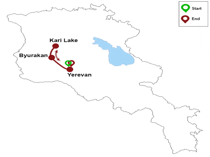 map-Trekkingtour zu den Gipfeln des Aragats