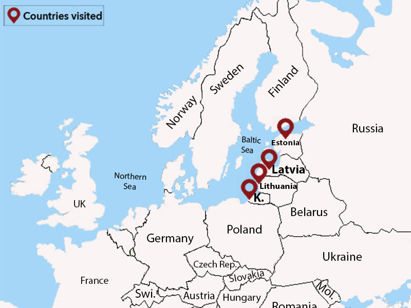 map-Tour to Lithuania, Latvia, Estonia and  Kaliningrad