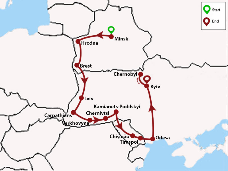 map-Tour to Belarus, Ukraine, and Moldova