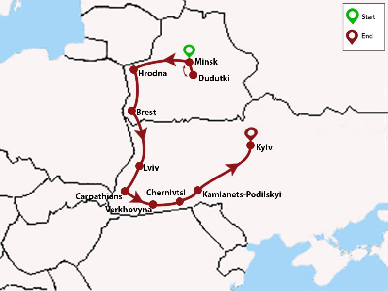 map-Tour to Belarus and Ukraine