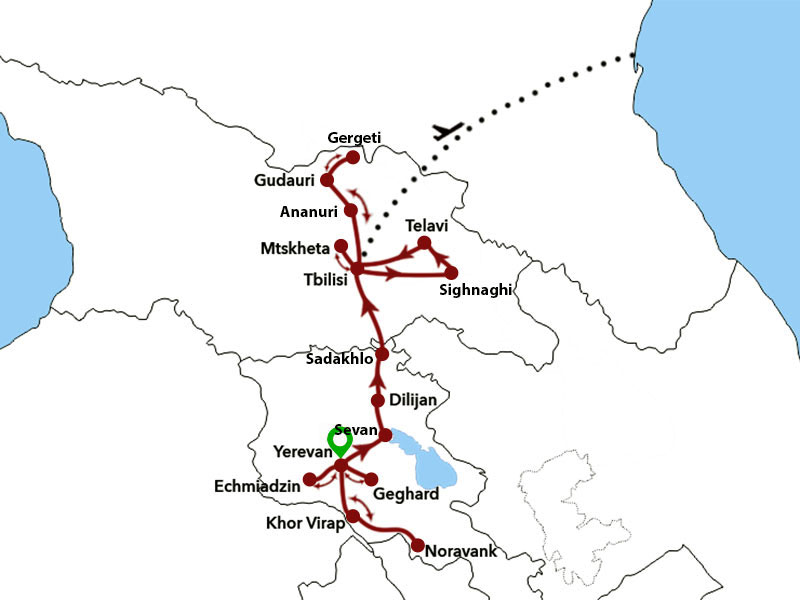 map-Classical Tour to Armenia, Georgia and Uzbekistan