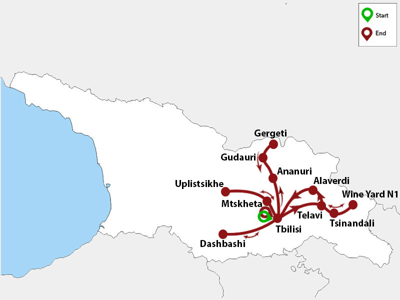 map-Classical Tour to Georgia in 8 days