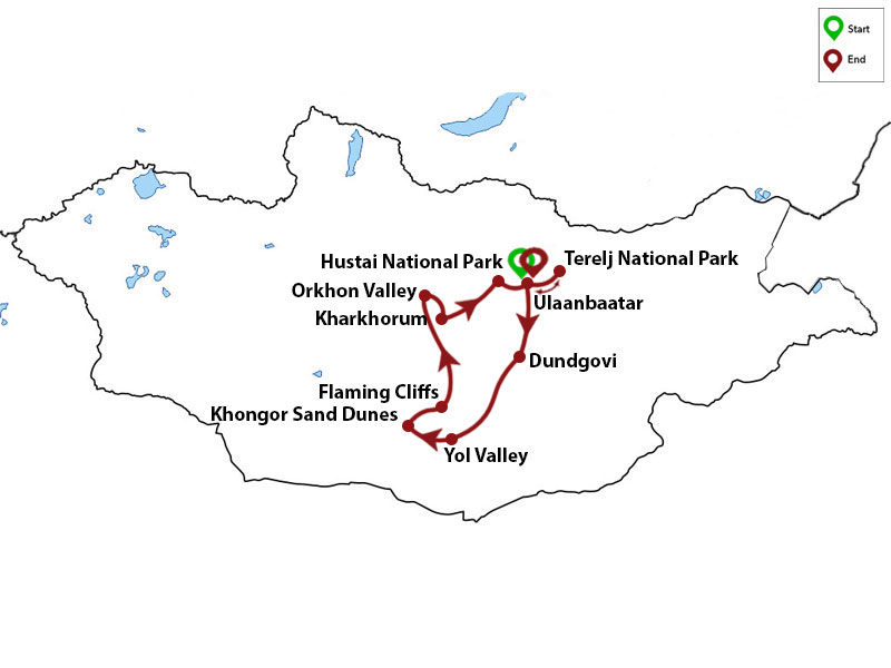 map-Essential Mongolia: 13 Days of Discovery