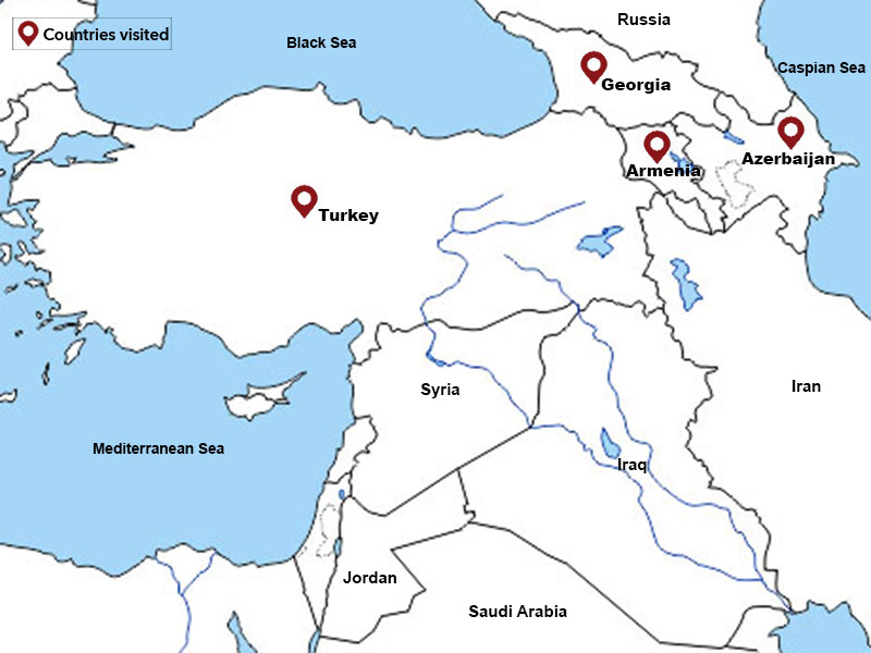 map-Tour to Azerbaijan, Georgia, Armenia and Turkey